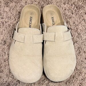Women's Beige Suede Mules